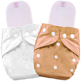 Reusable Baby Cloth Diaper with Adjustable Snap Buttons and Inserts (Set of 2)